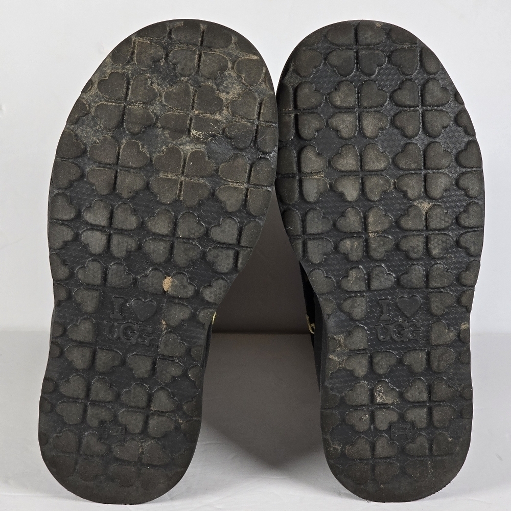 UGG I Heart Girls Black Suede Boots With Gold Hearts/Gold Rope Detail Size 3 - Picture 14 of 14